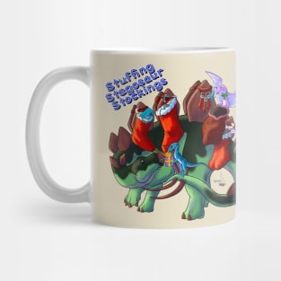 HoliDinos: Stuffing Stegosaur Stockings {Text} Mug